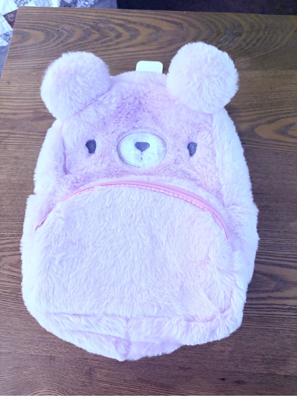 Claire's Plush Bear Backpack - Light Pink